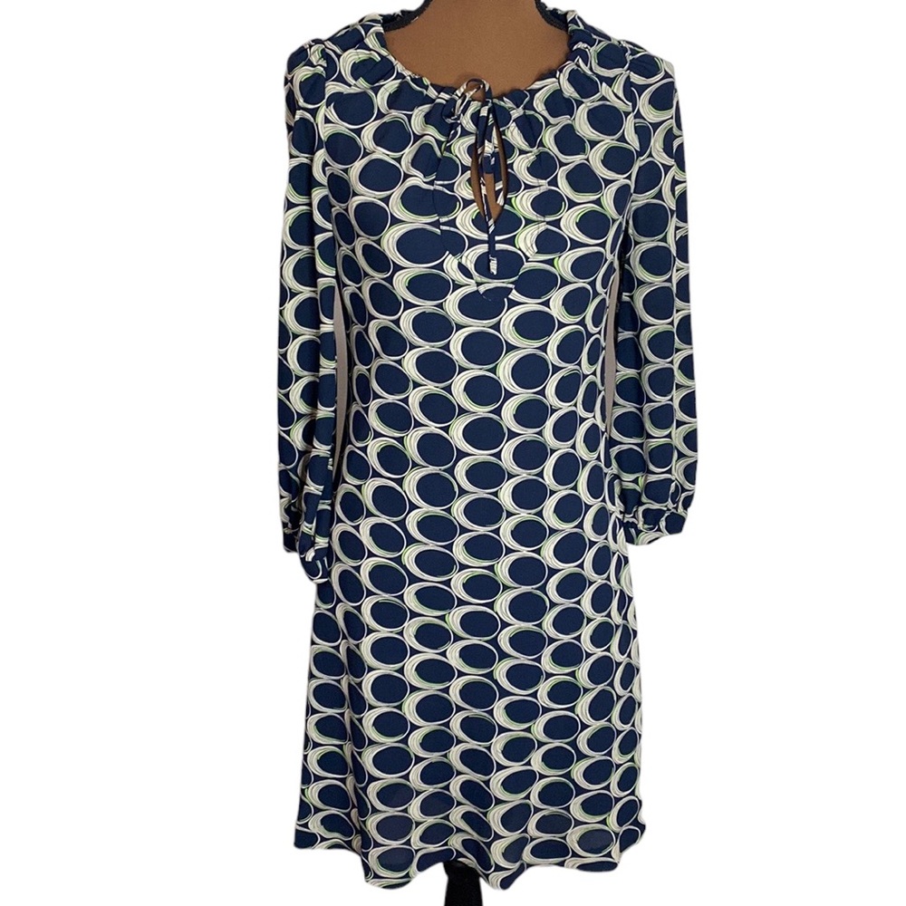Moulinette Soeurs Anthropologie ellipse print mod style keyhole neck dress sz 0